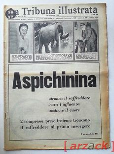 LA TRIBUNA ILLUSTRATA anno 66  N 53 ASPICHININA Pubblicità Advertising 1956