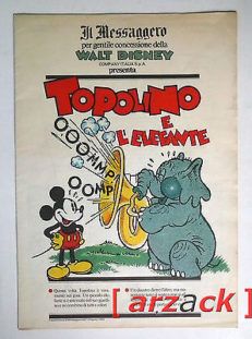 TOPOLINO supplemento a IL MESSAGGERO Topolino e l'elefante 12/8/89