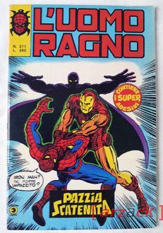 L'UOMO RAGNO 211 CORNO 1978 con gadget ADESIVI ancora attaccati all'albo