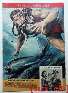 LA TRIBUNA ILLUSTRATA anno 75  N 32  8/8/1965 Mike Bongiorno sub scopre un aereo