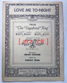 SPARTITO sheet music Partition LOVE ME TO-NIGTH Rudolf Friml Brian Hooker