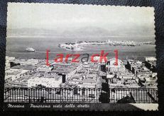MESSINA Vecchia Cartolina Bianco e Nero PANORAMA Il Porto La Madonnina Traghetto
