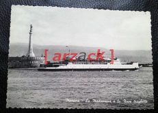 MESSINA Vecchia Cartolina in Bianco e Nero LA MADONNINA e TRAGHETTO Ferry-Boat
