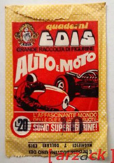 BUSTINA Figurine EDIS 1968 AUTO e MOTO vuota PACKET POCHETTE TüTE