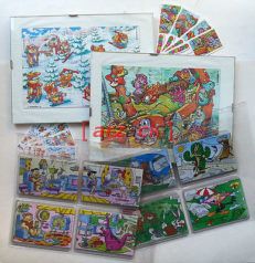 KINDER SORPRESA Puzzle SERIE COMPLETE con cartine custodie e folder LOONEY TUNES