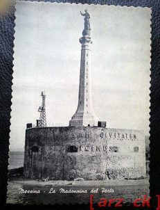 MESSINA Vecchia Cartolina in Bianco e Nero LA MADONNINA del PORTO