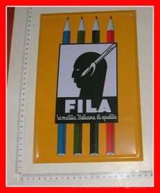 Targa Pubblicitaria Latta FILA LA MATITA ITALIANA Targhe Pubblicitarie Hachette