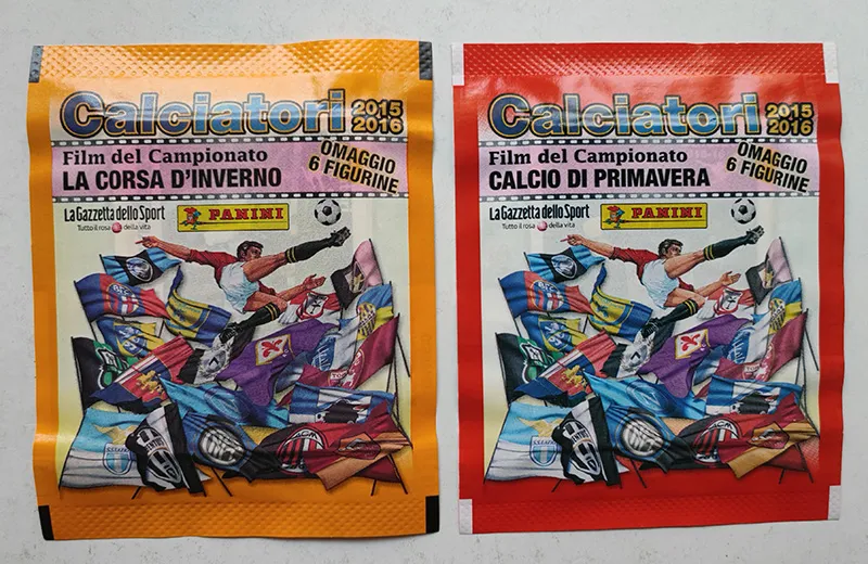 BUSTINA CALCIATORI PANINI 2015-16 LA CORSA D'INVERNO + CALCIO DI PRIMAVERA