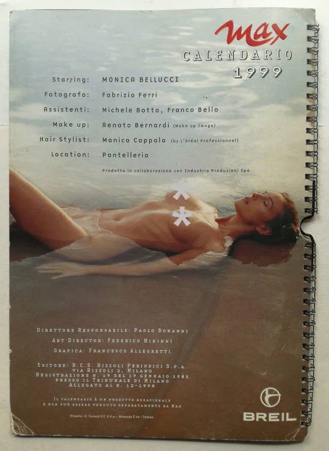 CALENDARIO MAX 1999 Monica Bellucci + VHS Backstage + rivista MAX - immagine 2