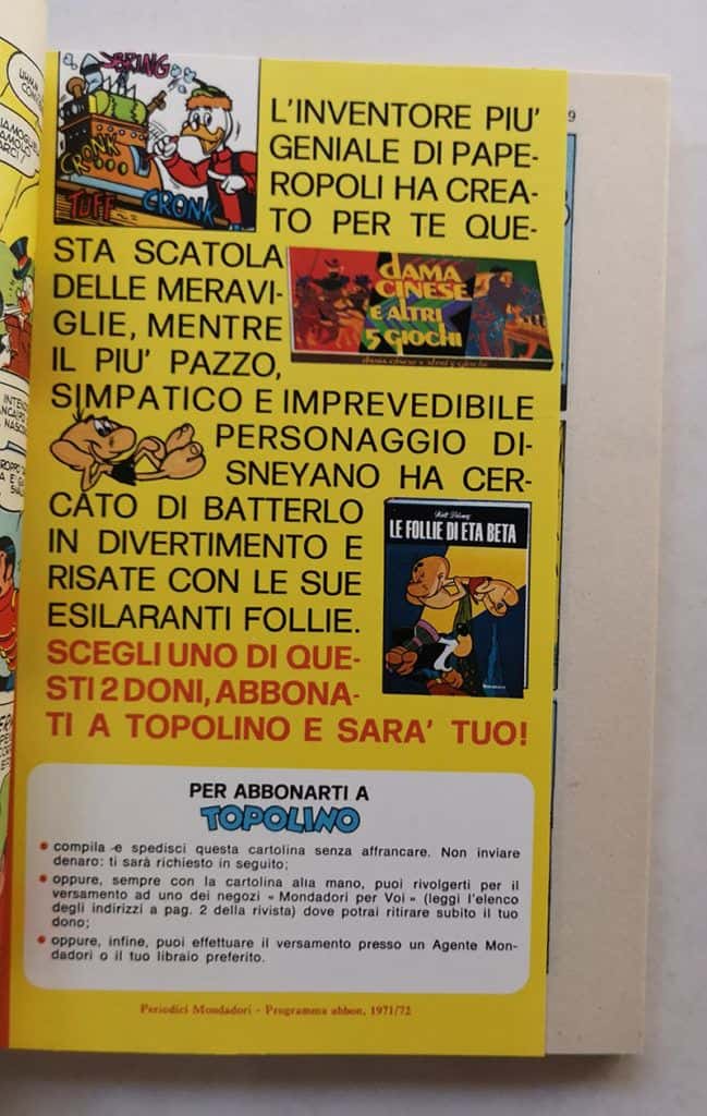 TOPOLINO LIBRETTO n 827 cedola di commissione libraria cartolina abbonamento 1971 - immagine 4