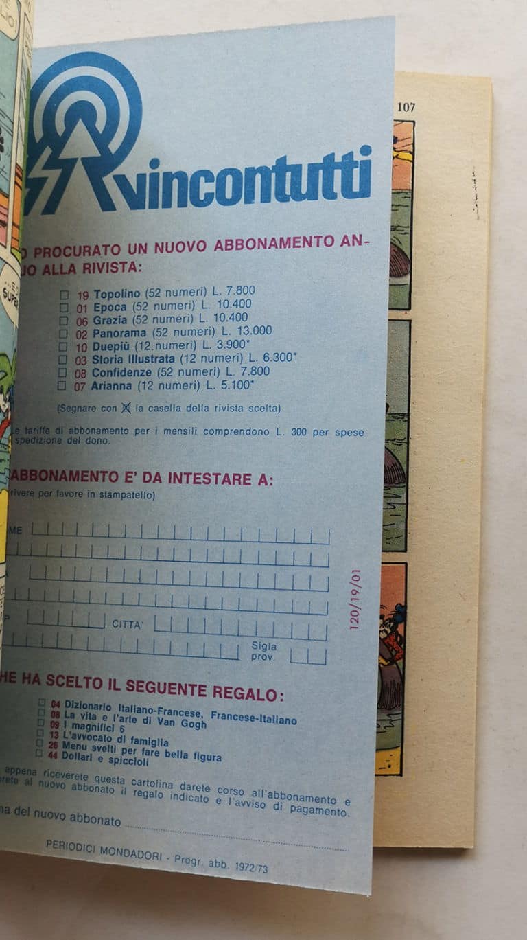 TOPOLINO LIBRETTO n 878 cartolina abbonamento bollino 1972 - immagine 3