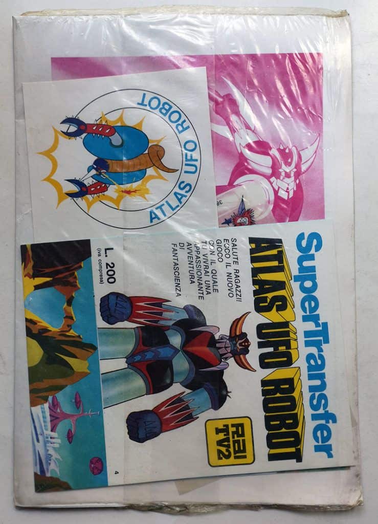 Poster + adesivo + trasferelli ATLAS UFO ROBOT Goldrake EDIERRE 1978 BLISTERATO - immagine 2