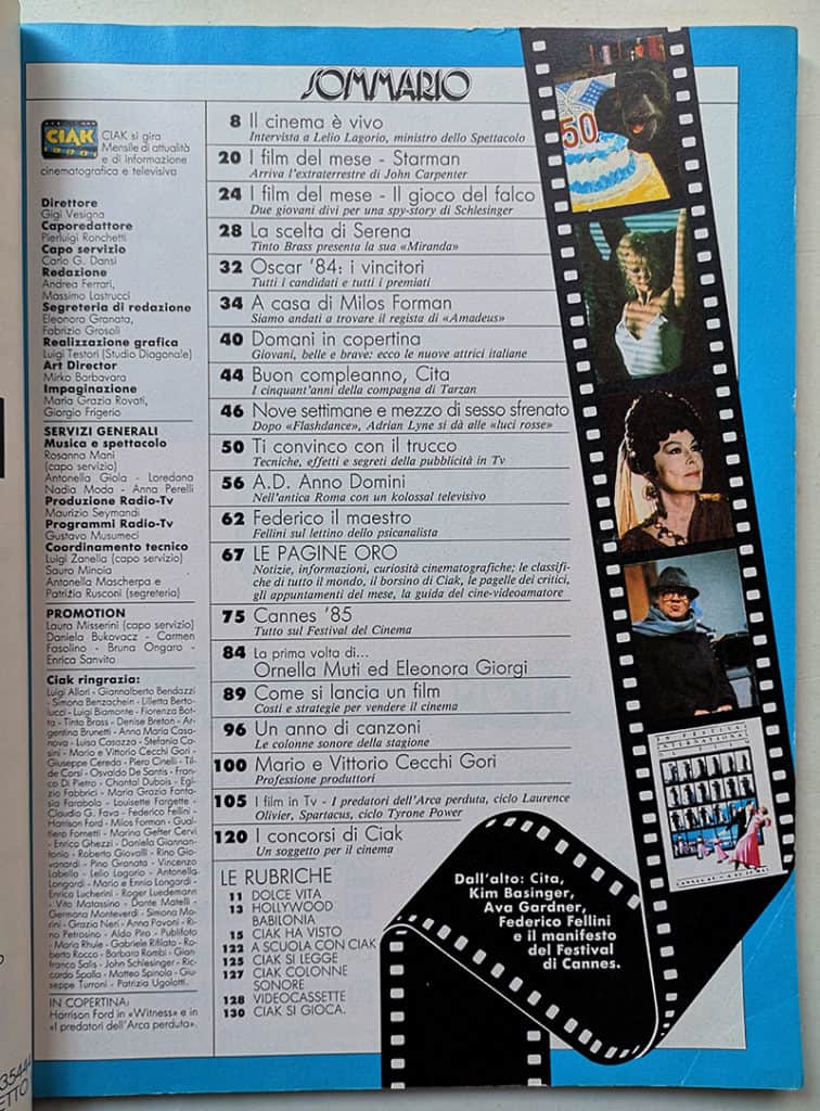 CIAK n° 1 - 1985 HARRISON FORD Federico Fellini KIM BASINGER - immagine 2