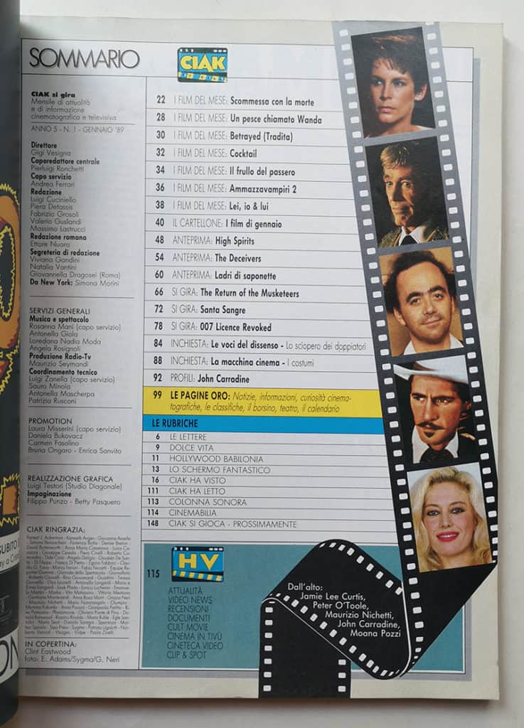 CIAK n° 1 - 1989 CLINT EASTWOOD Jamie Lee Curtis MOANA POZZI - immagine 3