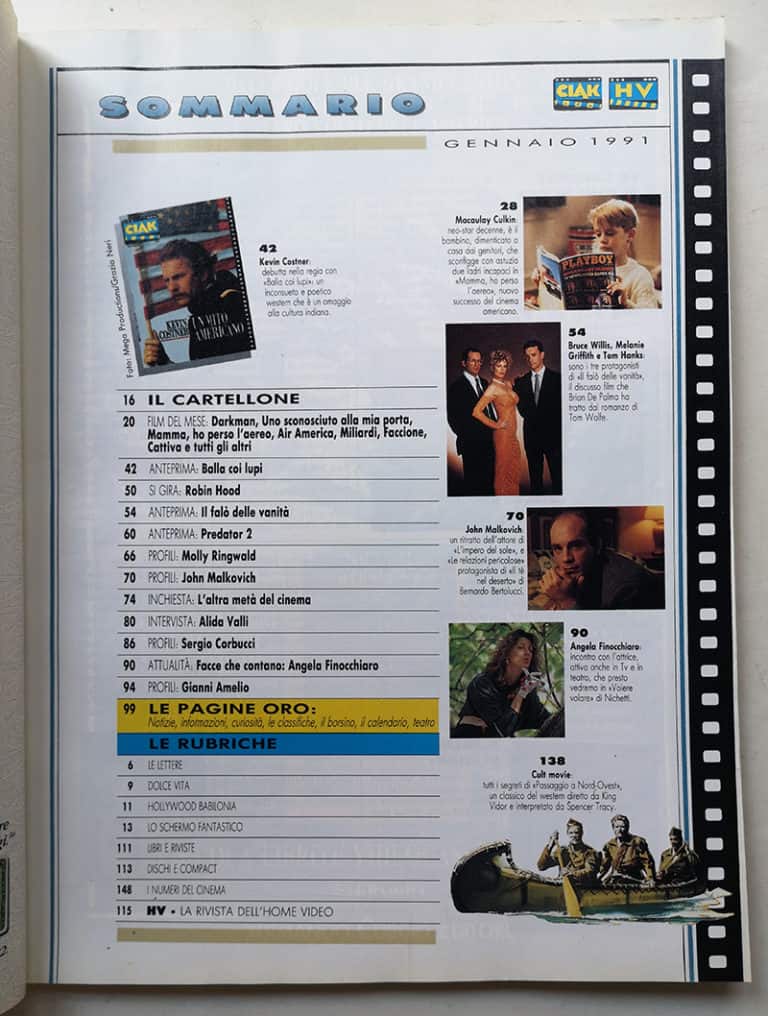 CIAK n° 1 - 1991 KEVIN COSTNER John Malkovic TOM HANKS - immagine 3