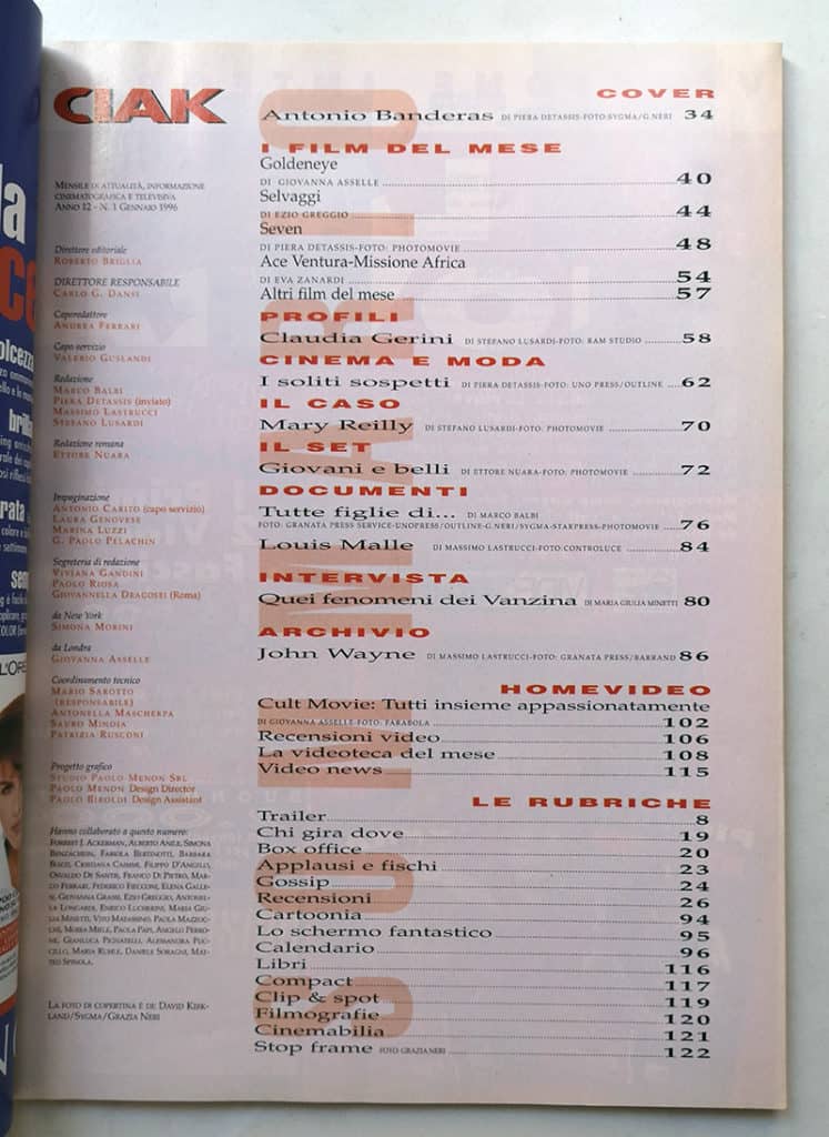 CIAK n° 1 - 1996 ANTONIO BANDERAS Claudia Gerini JOHN WAYNE - immagine 3