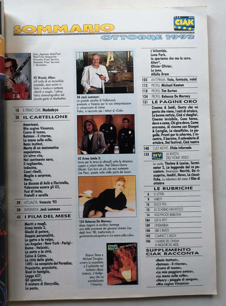 CIAK n° 10 - 1992 WOODY ALLEN Jack Lemmon TIM BURTON - immagine 3