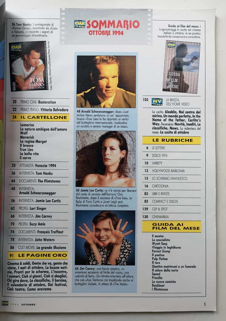CIAK n° 10 - 1994 TOM HANKS  Jamie Lee Curtis JIM CARREY - immagine 3