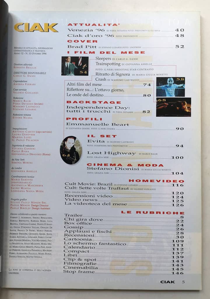 CIAK n° 10 - 1996 BRAD PITT Emanuelle Beart - immagine 3