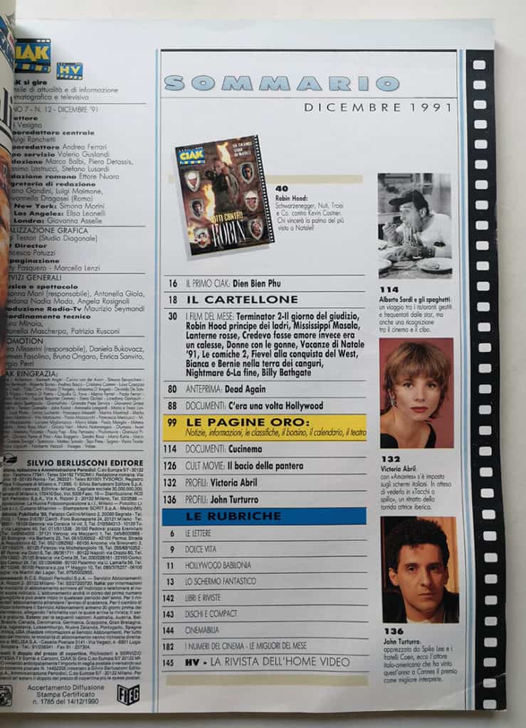 CIAK n° 12 - 1991 KEVIN COSTNER Alberto Sordi JONH TURTURRO - immagine 3