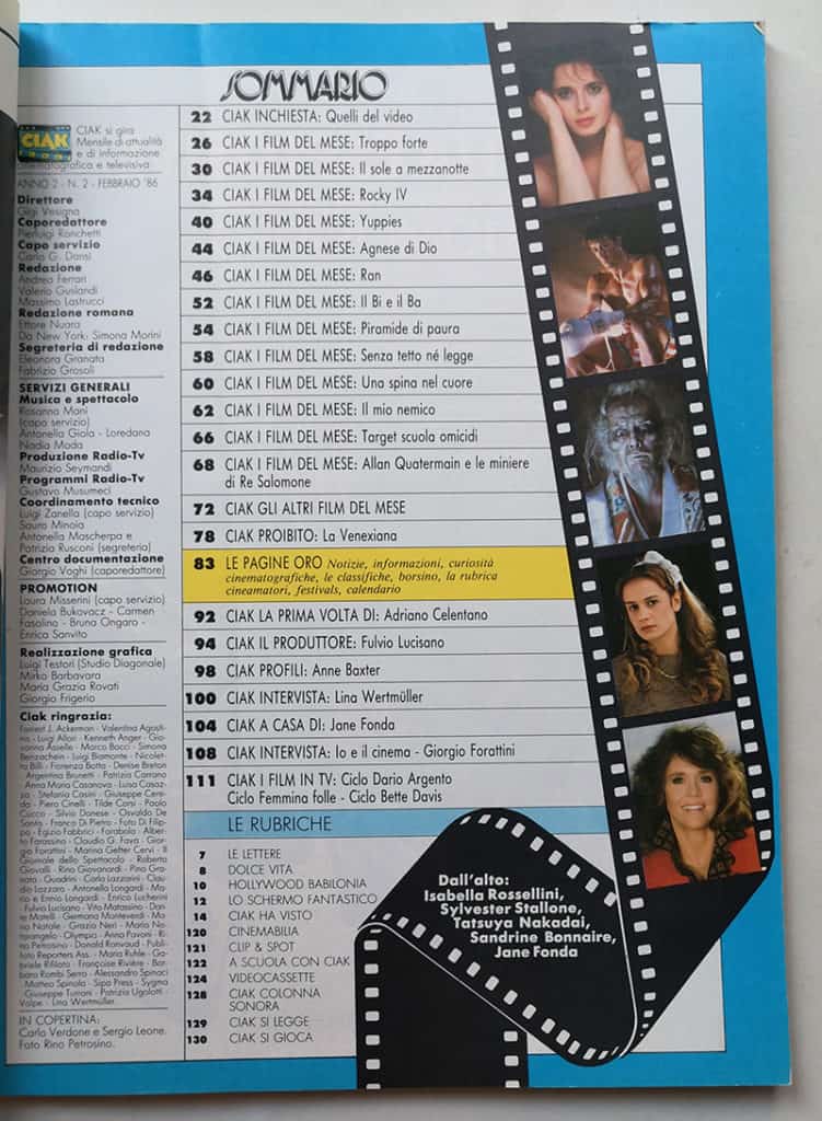 CIAK n° 2 - 1986 SERGIO LEONE Sylvester Stallone ISABELLA ROSSELLINI - immagine 3