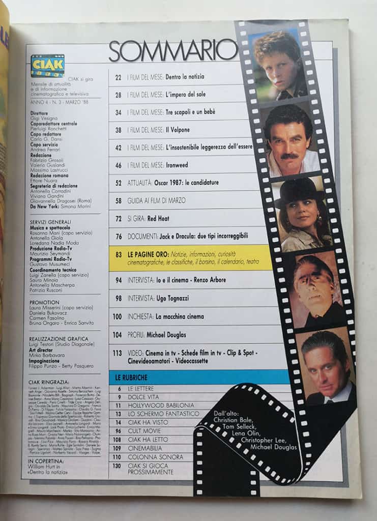 CIAK n° 3 - 1988 WILLIAM HURT Tom Sellek LENA OLIN - immagine 3