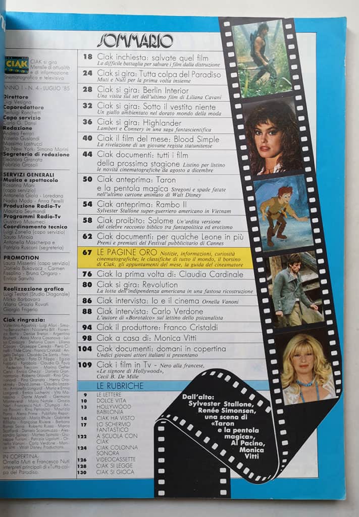 CIAK n° 4 - 1985  ORNELLA MUTI Claudia Cardinale SYLVESTER STALLONE - immagine 3