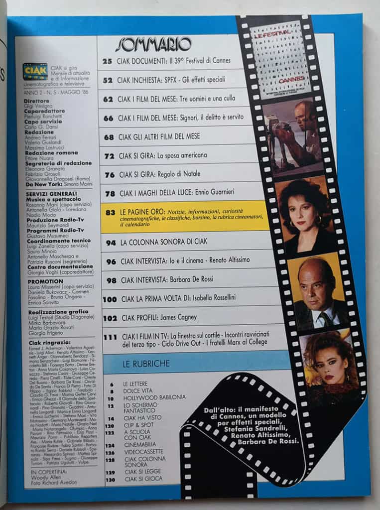 CIAK n° 5 - 1986 WOODY ALLEN Stefania Sandrelli CANNES '86 - immagine 3