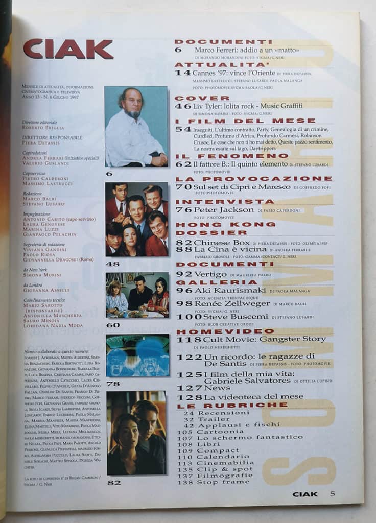 CIAK n° 6 - 1997 LIV TYLER Marco Ferreri PETER JACKSON - immagine 3