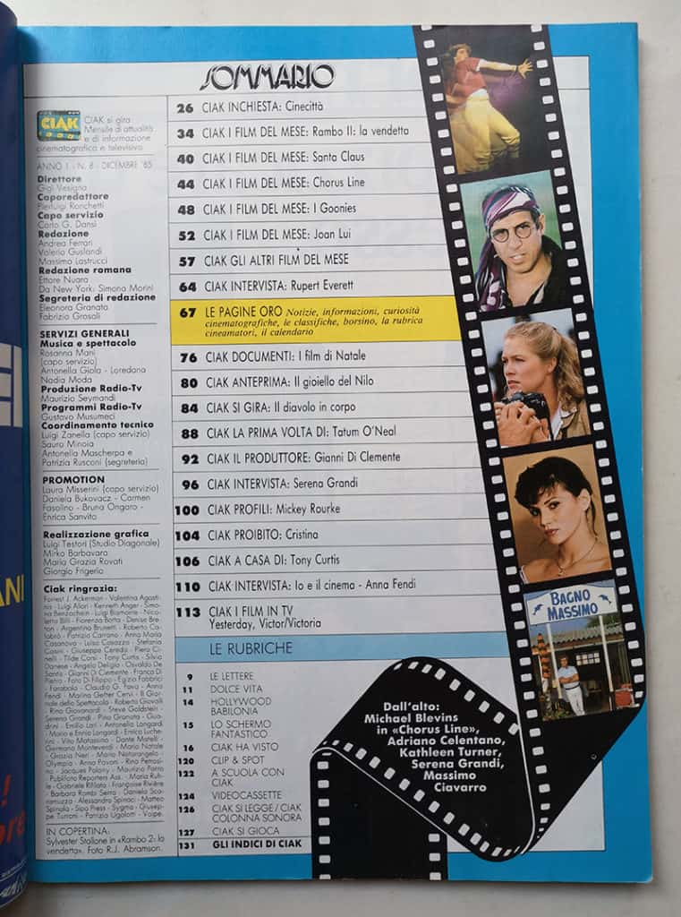 CIAK n° 8 - 1985 SYLVESTER STALLONE Adriano Celentano MICKEY ROURKE - immagine 3
