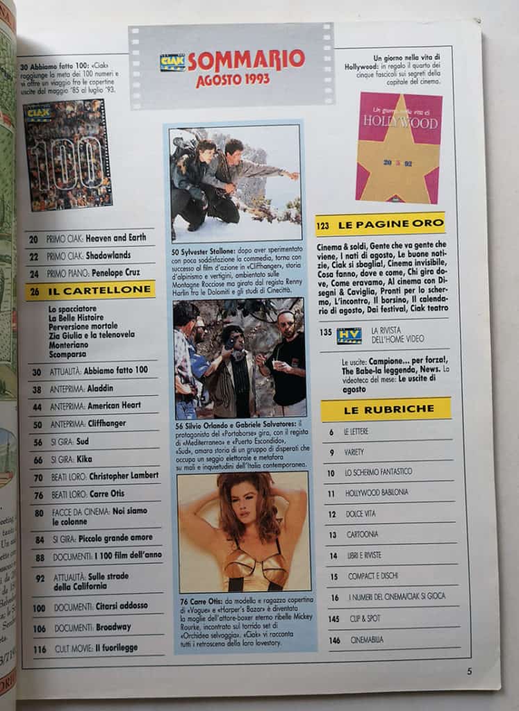 CIAK n° 8 - 1993 NUMERO 100 Carre Otis SALVATORES - immagine 3