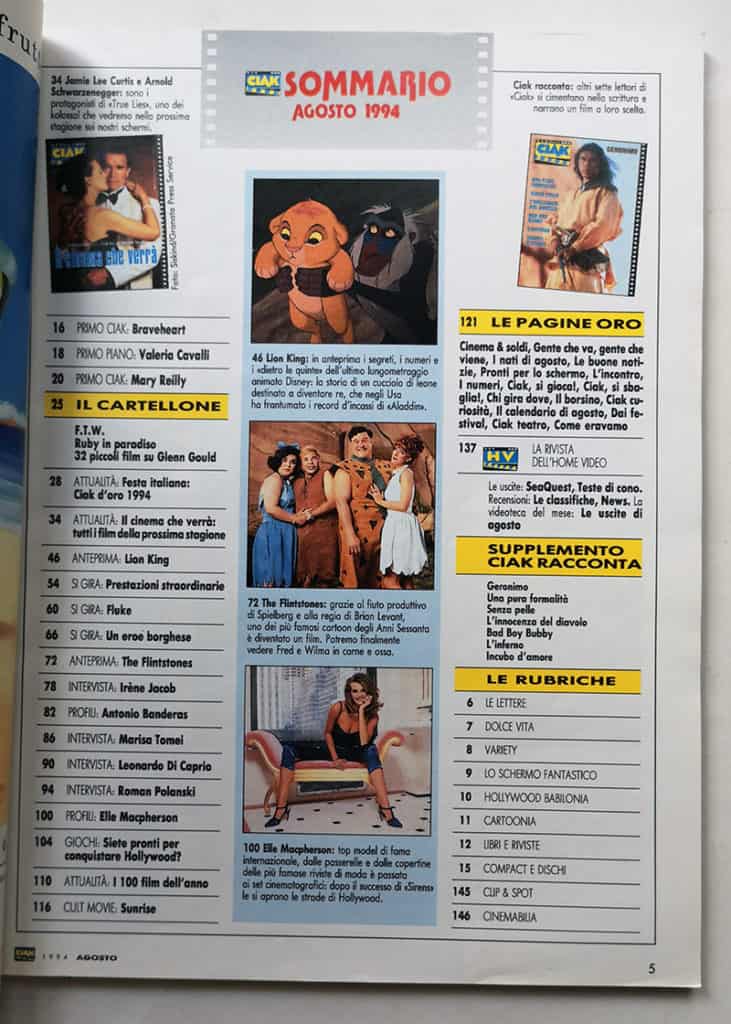 CIAK n° 8 - 1994 Arnold Schwarzenegger ELLE MACPHERSON Di Caprio - immagine 3