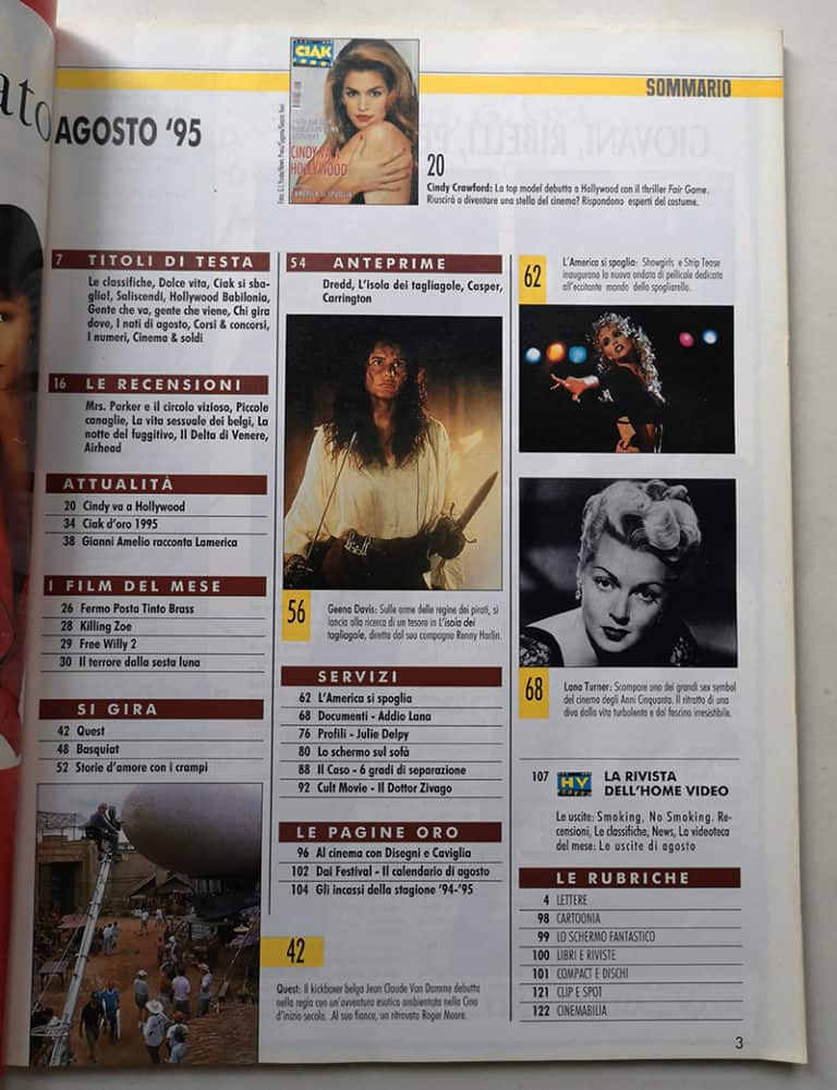 CIAK n° 8 - 1995 CINDY CRAWFORD Lana Turner GEENA DAVIS - immagine 3