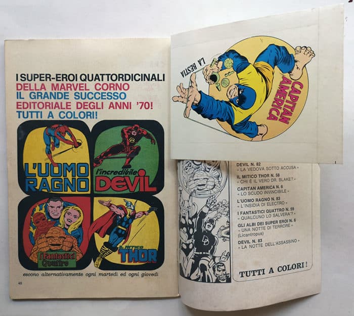 CAPITAN AMERICA 4 Corno 1973 ADESIVI gadget - immagine 3