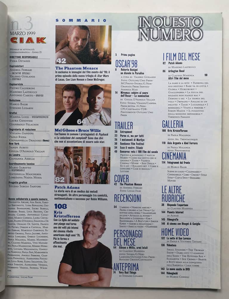 CIAK n° 3 - 1999 STAR WARS Mel Gibson BRUCE WILLIS - immagine 3