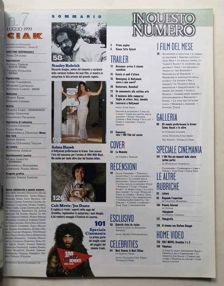 CIAK n° 7 - 1999 STANLEY KUBRICK Salma Hayek JOE DANTE - immagine 3