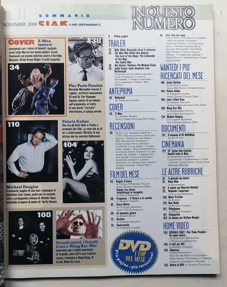 CIAK n° 11 - 2000 X MEN Valeria Golino P P PASOLINI + MASCHERA Scary Movie - immagine 4