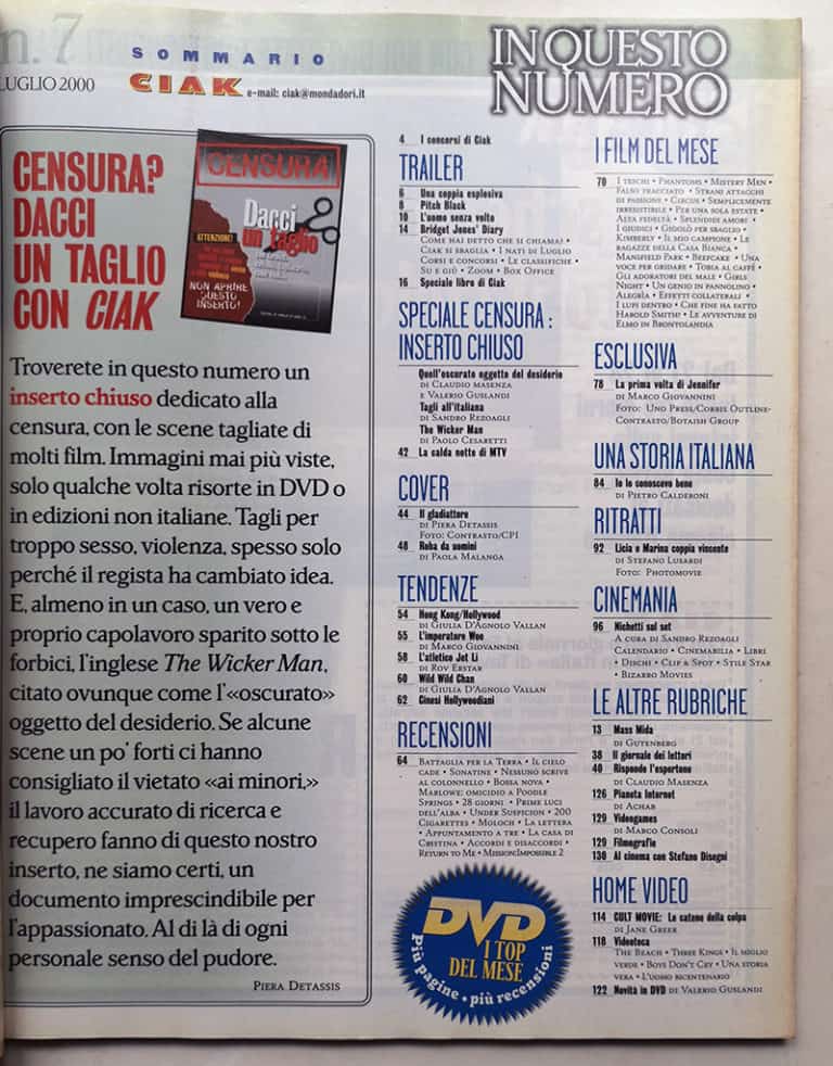 CIAK n° 7 - 2000 RUSSEL CROWE + POSTER Mena Suvari + inserto censura - immagine 3