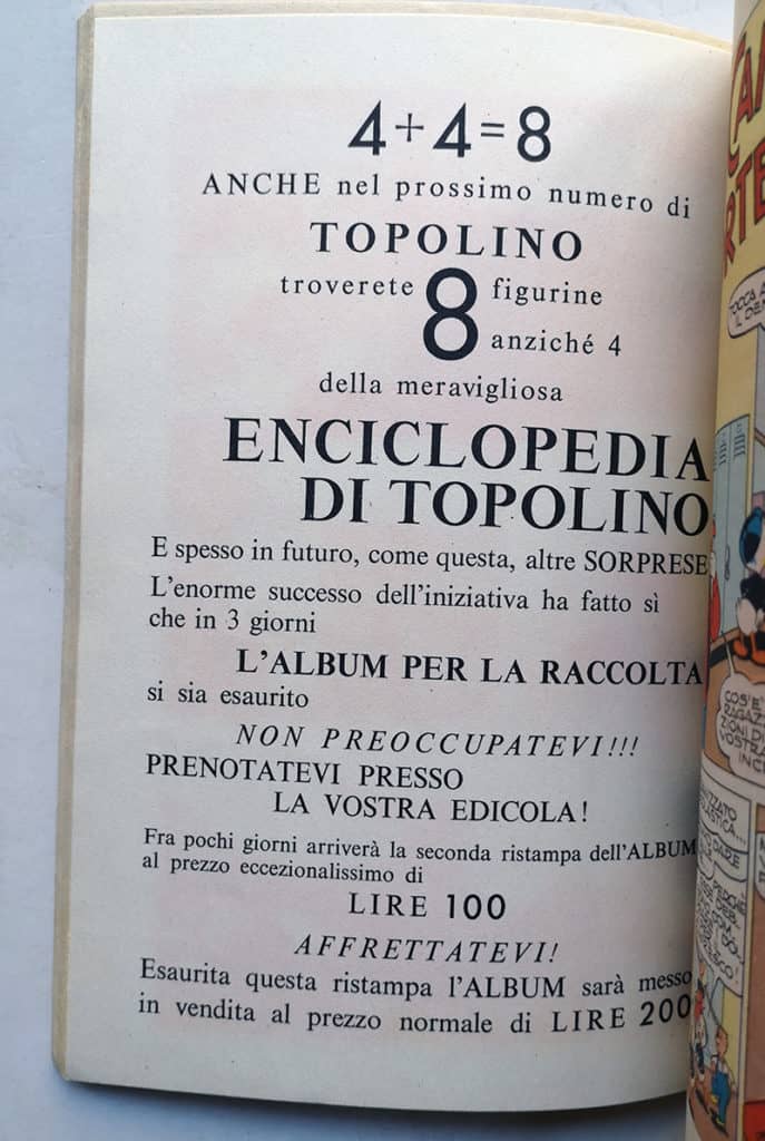 TOPOLINO LIBRETTO 221 Mondadori 1959 Inserto 4+4 Figurine Bollino - immagine 3