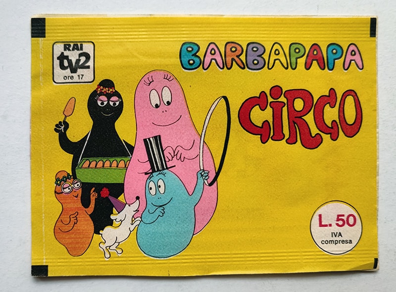 BUSTINA Figurine BARBAPAPA' CIRCO Edierre 1978 VERSIONE ITALIANA L.50