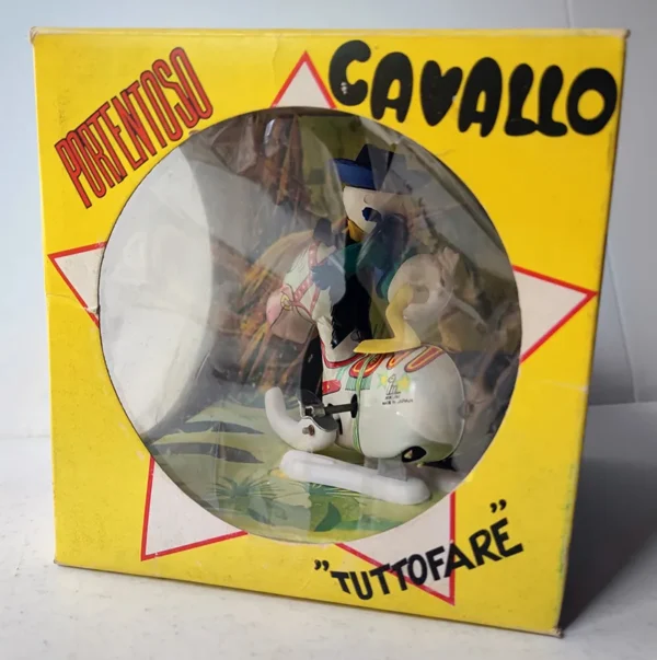 QUO e il segreto del portentoso cavallo GIOCATTOLO IN LATTA A MOLLA ANNI '60 - immagine 3