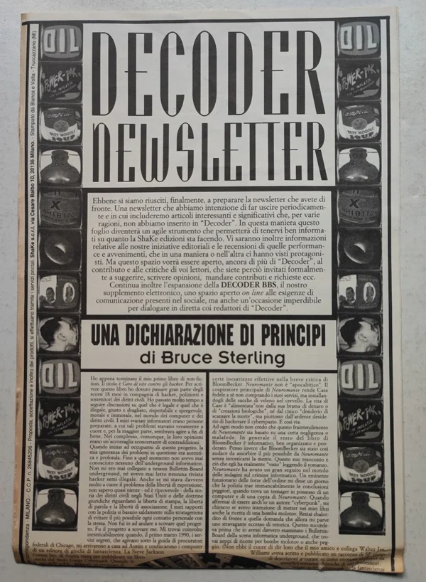 DECODER News Letter 1 SHAKE EDIZIONI